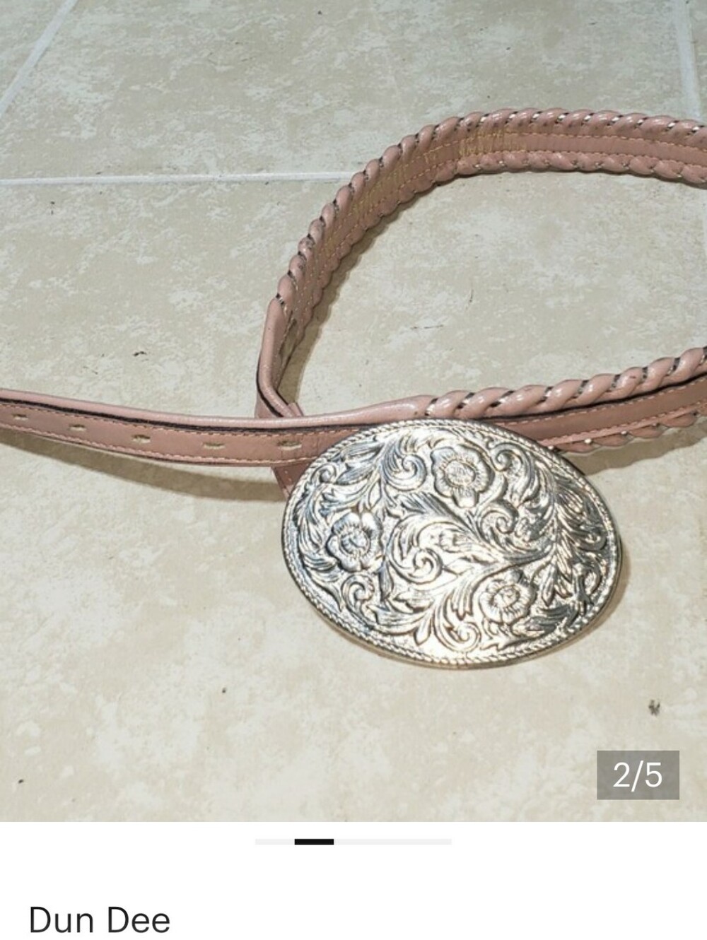 Dun Dee Full Grain Cowhide Pink Braided W/silver Belt Buckle made In USA